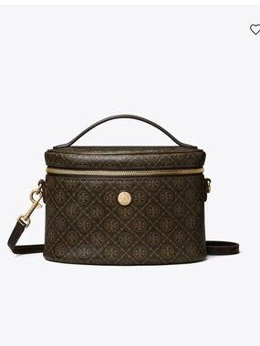 NWT Tory Burch T Monogram Coated Canvas Soft Vanity Case Crossbody Bag Purse